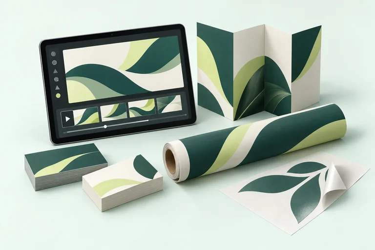 Illustration of artwork, printed materials and decals